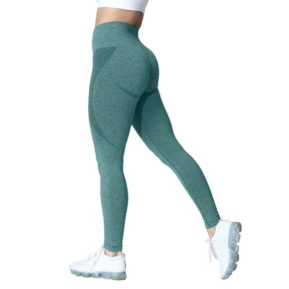 High Waisted Contour Seamless Leggings - Forest Green‎ Marl - Size Medium - Picture 1 of 7